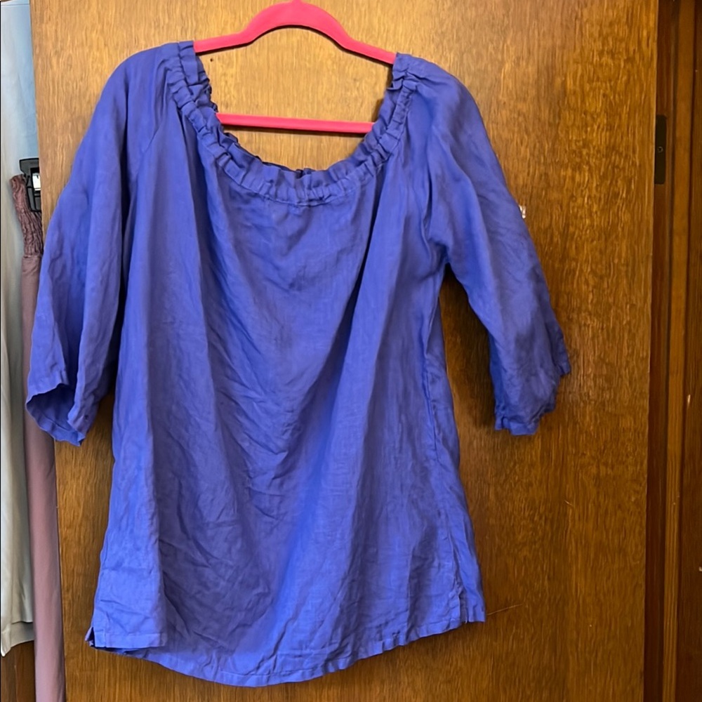 Heaven Woman's Purple Blue linen Tunic Top for the win